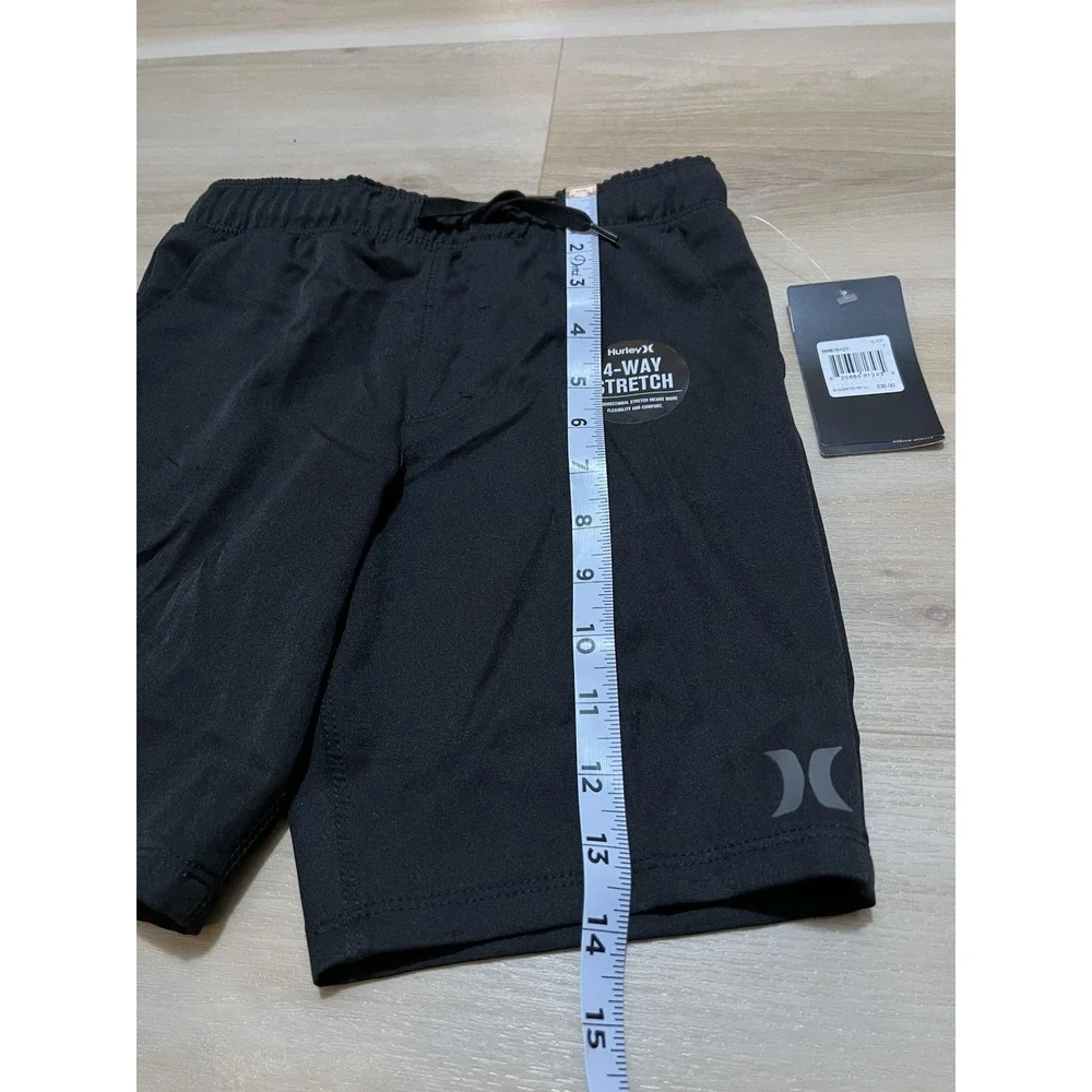 NWT Hurley Boys Hybrid Pull-On Shorts Size Youth 7 Elastic Waist Black Stretch‎